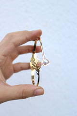 Gold Heart Leaf Clasp Bracelet