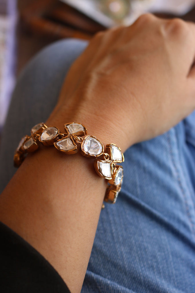 Elegant Floral Diamond + 18k Gold Bangle Bracelet – Andaaz Jewelers