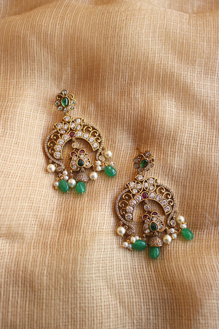 AD Peacock Green Dangler Earrings