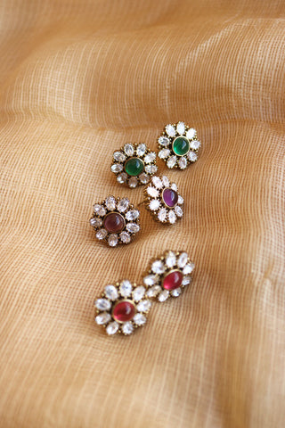 Victorian Flower Polki Studs