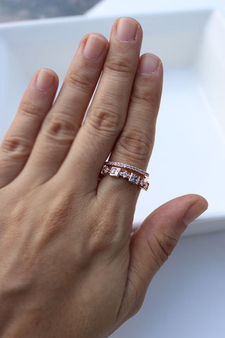 Rosegold Square Stones Ring