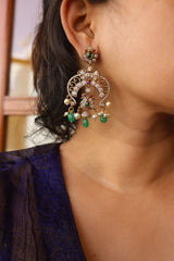 AD Peacock Green Dangler Earrings