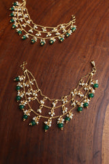 Pearl Layer Green Beads Ear Chain