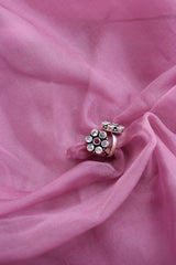 92.5 Silver stone Flower Toe Rings