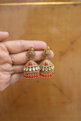 Lakshmi Kundan Coral Jhumkas