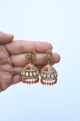 Lakshmi Kundan Coral Jhumkas