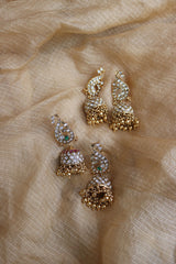 Peacock Kundan Statement Jhumkas