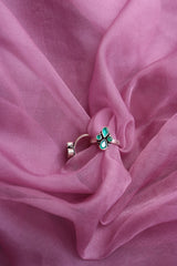 92.5 Silver Green Tear Dot Toe Rings