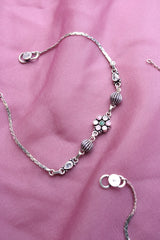 92.5 Silver Flower Stone Anklets