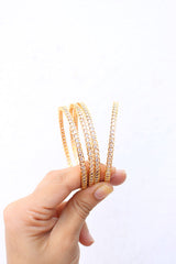 Set of 4 delicate white stone bangles