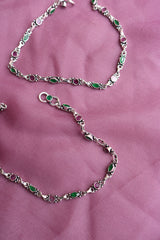 92.5 Silver Ruby Green Anklets