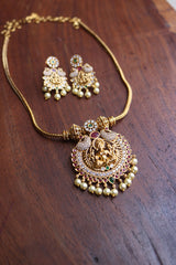 AD Lakshmi Pendant Peacock Set