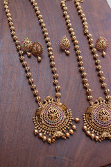 Peacock maala mid length pendant set