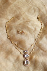 Polki Kundan Two Layer Drop Necklace