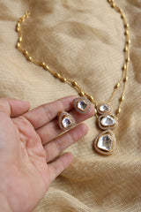 Polki Kundan Two Layer Drop Necklace