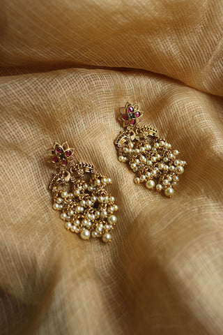 Peacock Multi Step Jhumki Earrings