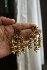 Peacock Multi Step Jhumki Earrings