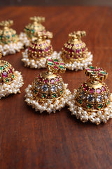 Flower Cluster Pearl Jhumkas