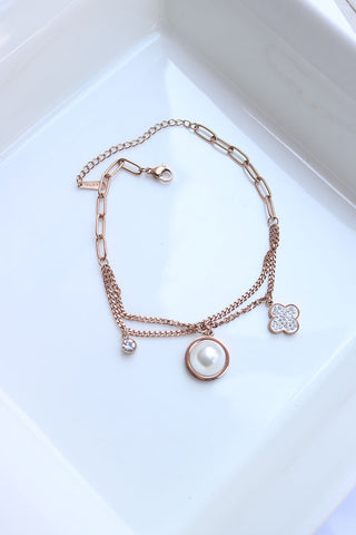 Rosegold Pearl Drop Bracelet