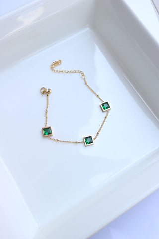 Green Square Stones Bracelet