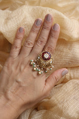 Circle Ruby Drops Finger Ring