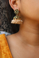 Flower Cluster Pearl Jhumkas