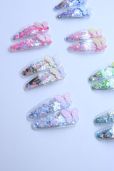 Set of 2 Butterfly Glitter Pins