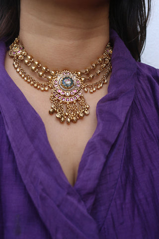 Antique Chaand Heart Choker Set