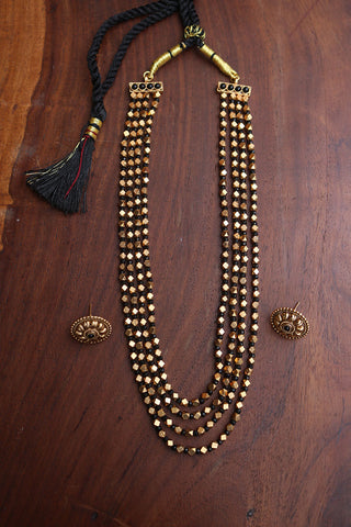 Gold Black Bead Maala Set