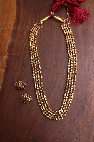 Gold Solid Beads Maala Set