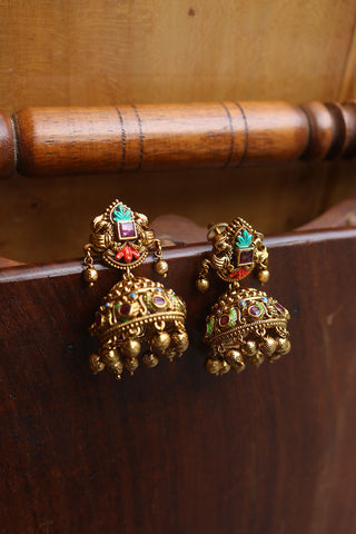 Enamel Peacock Jhumkas
