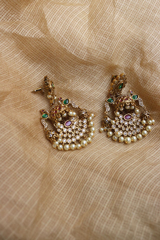 Peacock Jhumka Chaand Earrings 1