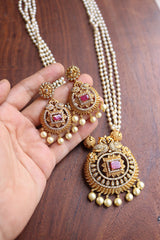 AD Pearl Peacock Changeable Pendant Set
