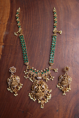 Green Lakshmi Flower Mid Length Set