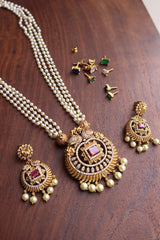 AD Pearl Peacock Changeable Pendant Set