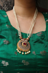 AD Pearl Peacock Changeable Pendant Set