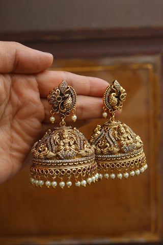 Stunning Statement Big Lakshmi Jhumkas