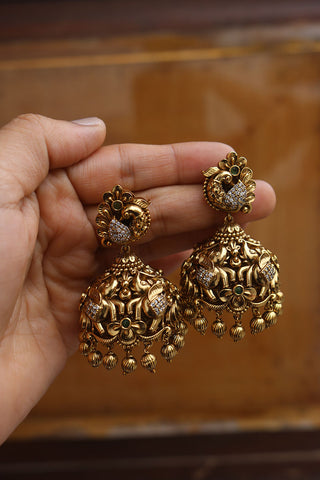Peacock Flower Haathi Big Jhumkas