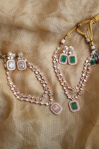 Two Layer Cocktail Polki Pendant Set