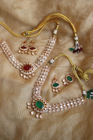 Oval Stone Pearl Choker Set