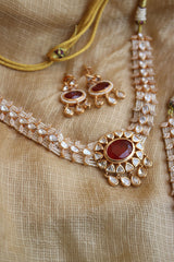 Oval Stone Pearl Choker Set