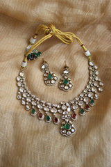 Victorian Ruby Green Polki Set