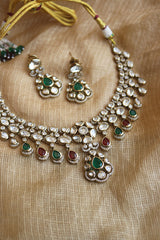 Victorian Ruby Green Polki Set