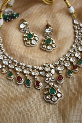 Victorian Ruby Green Polki Set