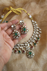 Victorian Ruby Green Polki Set