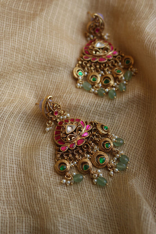 Jadau Triangle Paisley Earrings