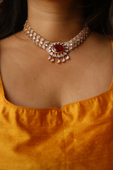 Oval Stone Pearl Choker Set