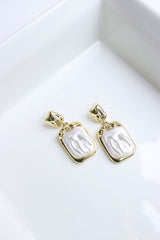 Pearl Marble Beaten Earrings