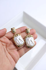Pearl Marble Beaten Earrings
