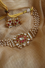 Jadau Pearl Ornamental Choker Set